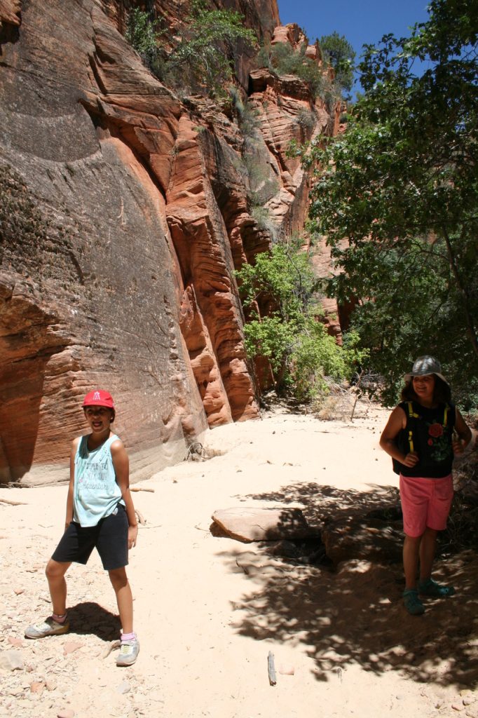 Two kids hiking