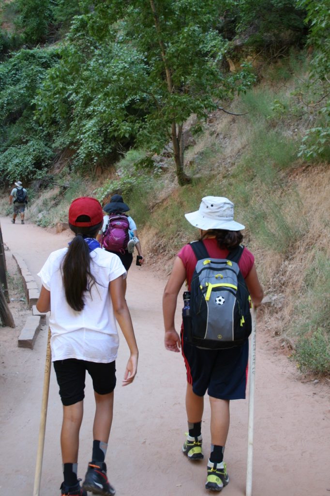 Kids hiking